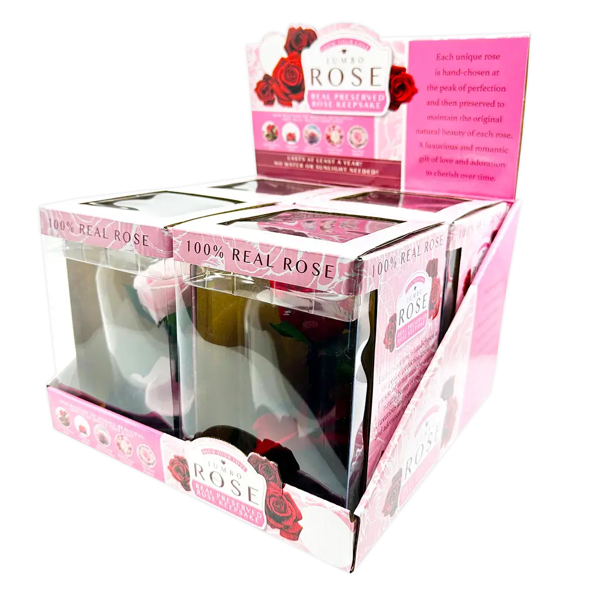 Glass Dome Real Preserved Rose Keepsake - 4 Pieces Per Retail Ready Display 25008 1