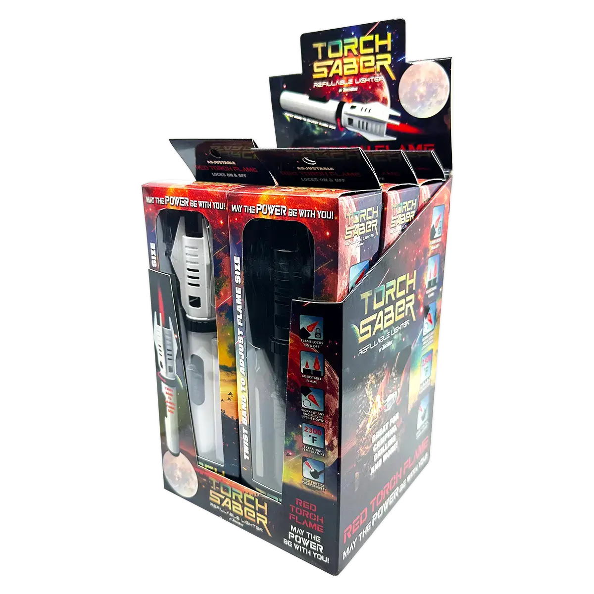 Torch Saber Torch Lighter With Red Flame - 6 Pieces Per Retail Ready Display 25028 1