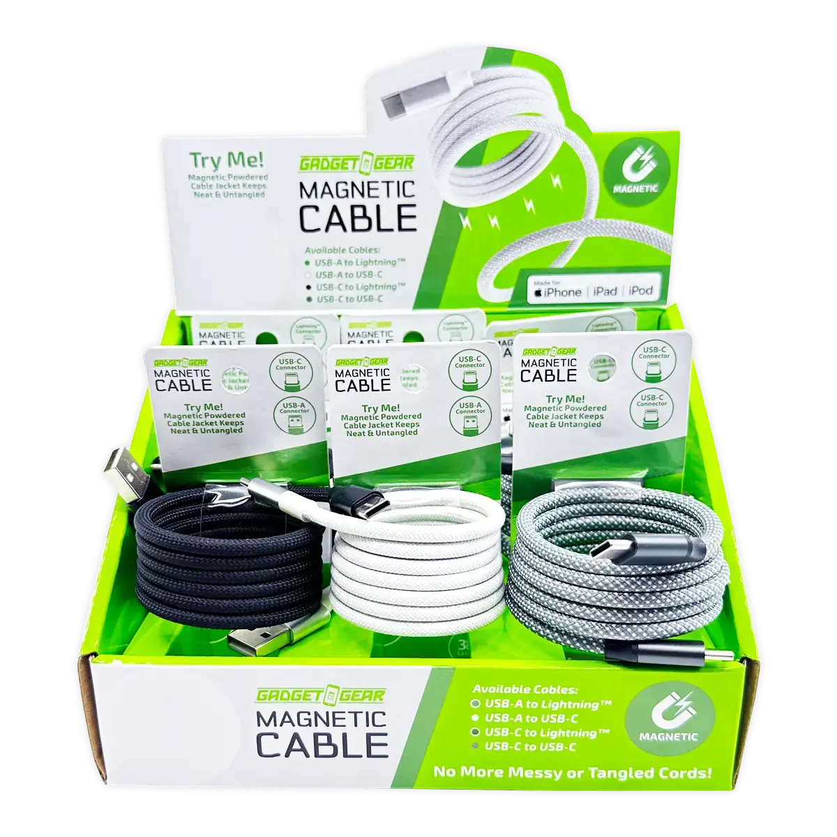 Charging Cable Magnetic Cloth Assortment- 6 Pieces Per Retail Ready Display 25070 2