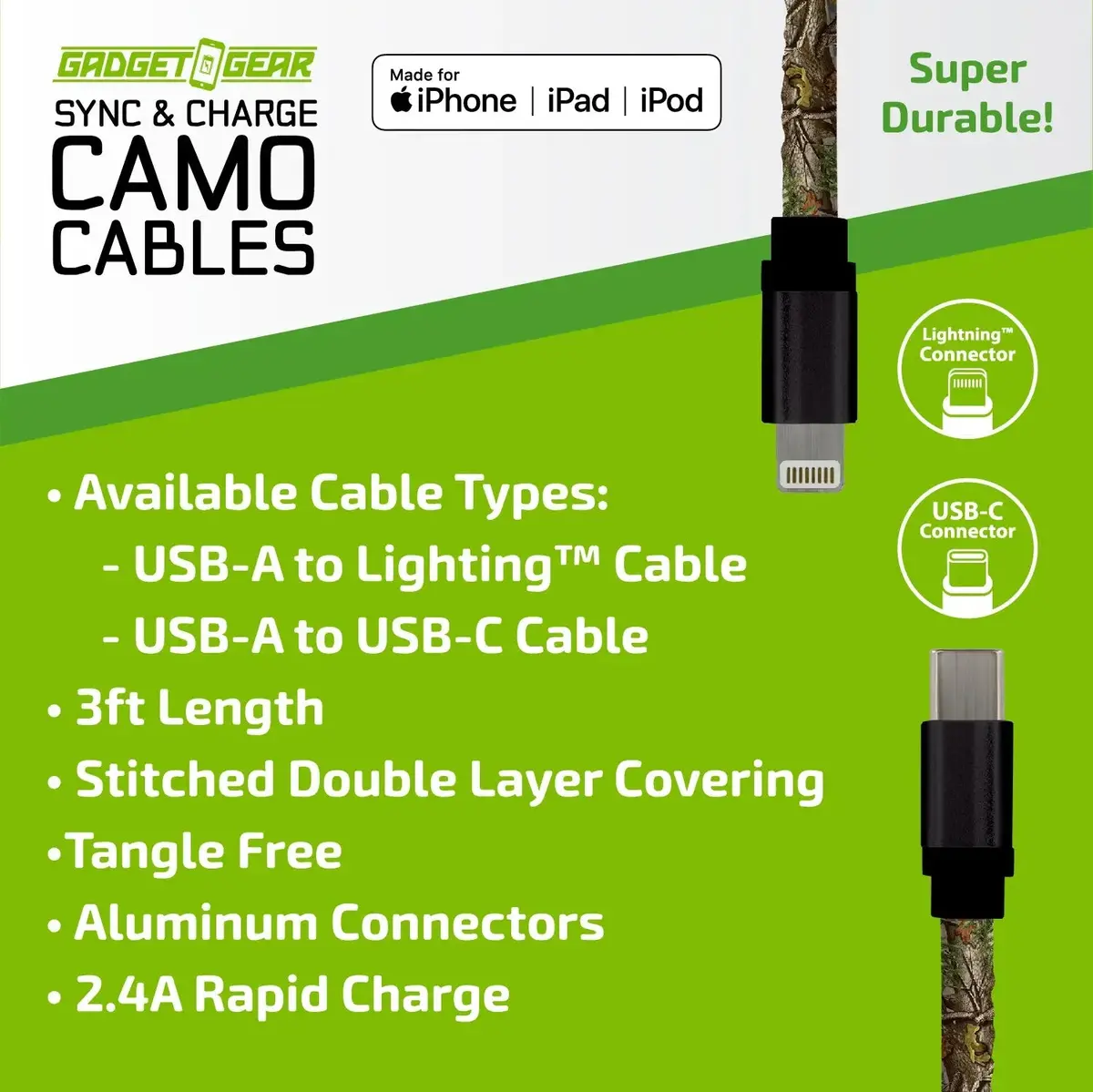 Charging Cable Camo Assortment 3Ft - 12 Pieces Per Retail Ready Display 25112 2