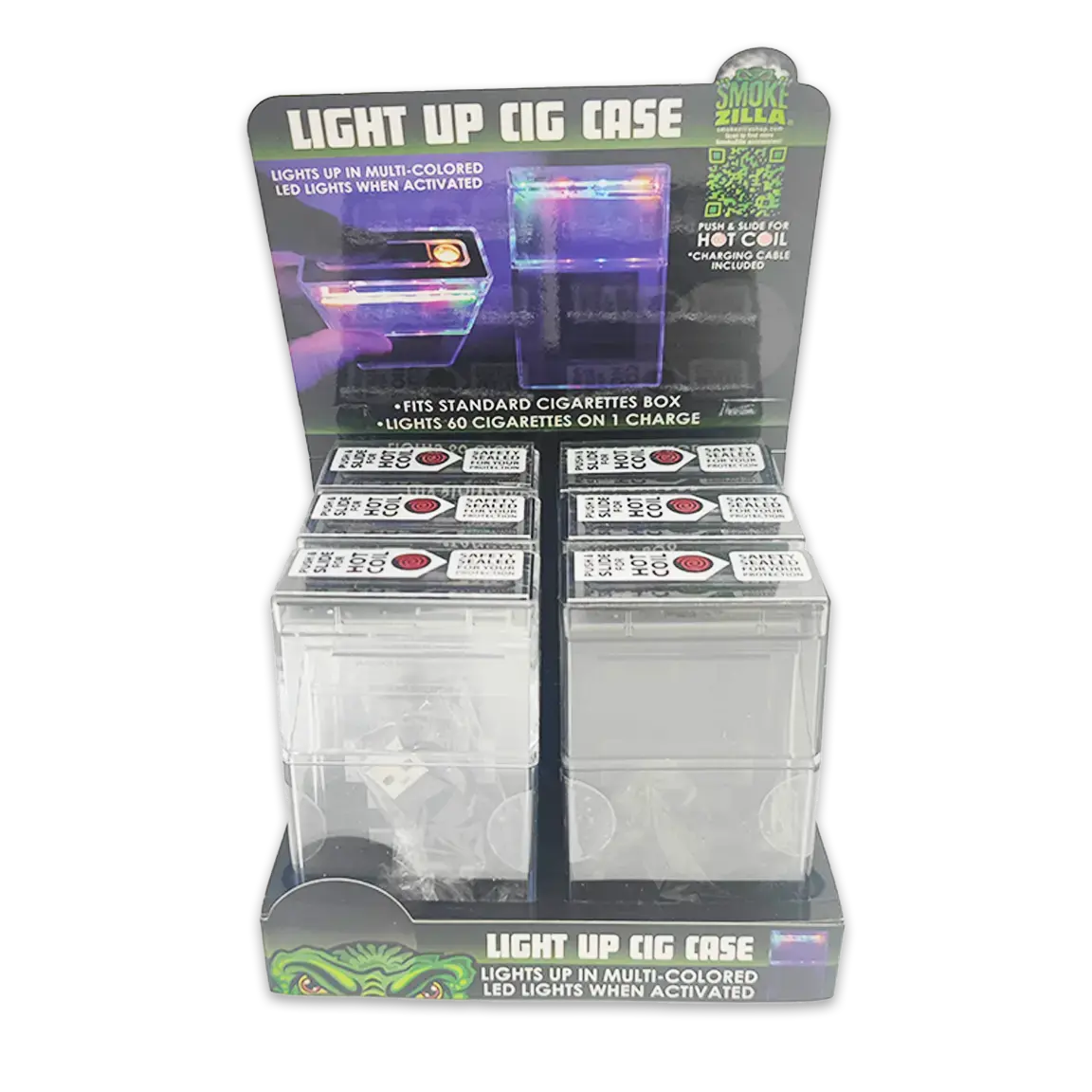 Light-Up Cigarette Case With Usb Coil Lighter - 6 Pieces Per Retail Ready Display 25115 2
