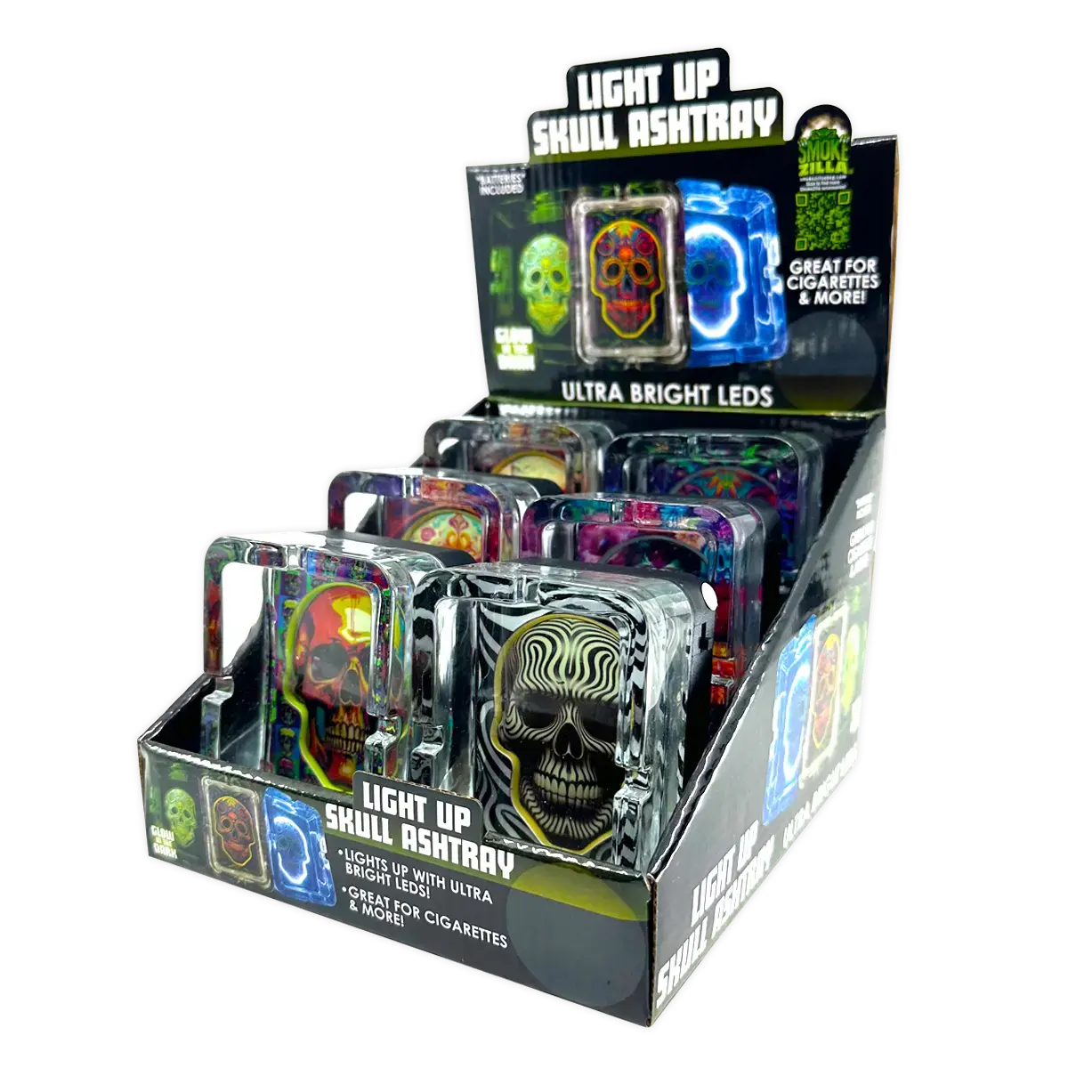 Light-Up Skull Glass Ashtray - 6 Per Retail Ready Display 25121 1