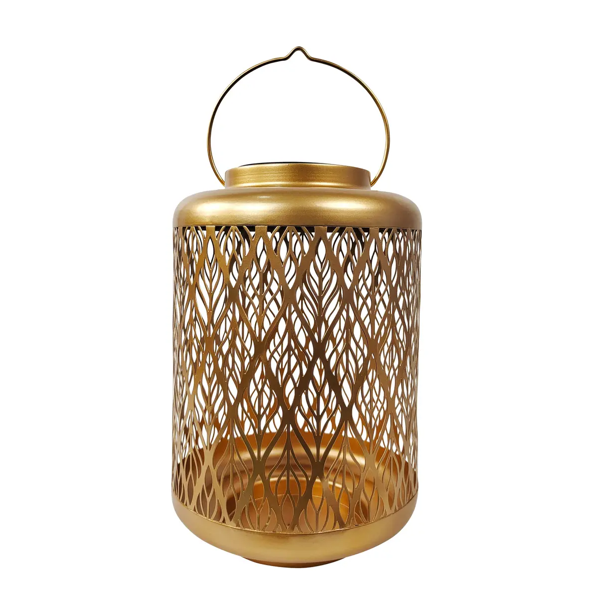 Bliss Outdoors Bsl-306-G Solar Led Lantern W/ Diamond Leaf Design & Hand Painted Finish | 12-In. Tall | Waterproof Ip44 (Gold) 2