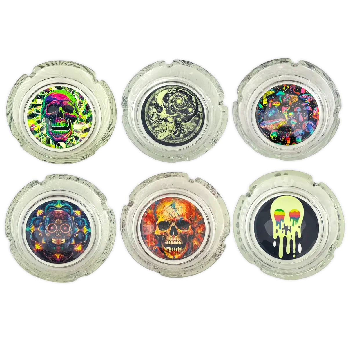 Glow In The Dark Glass Ashtray - 6 Pieces Per Retail Ready Display 25135 2