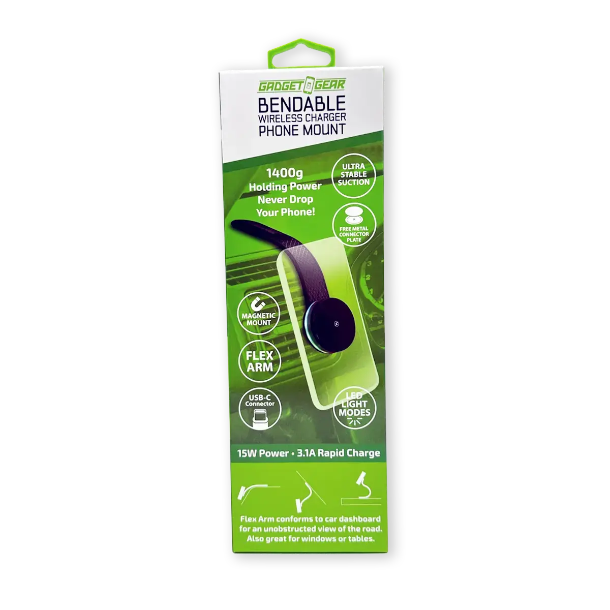 Bendable Wireless Charger Magnetic Phone Mount 15 Watts - 4 Pieces Per Retail Ready Display 25249 2