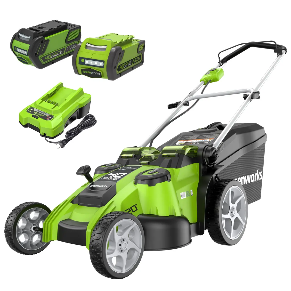 40V 20" Dual Blade Lawn Mower, 2.0Ah & 4.0Ah Batteries And Charger Included 1