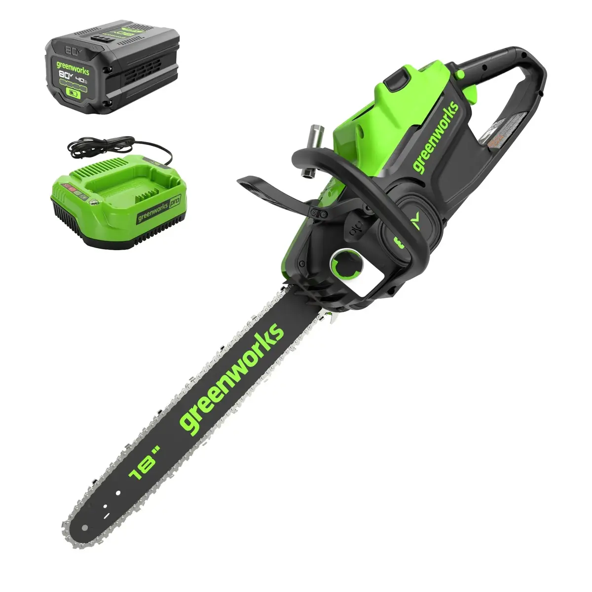 80V 18" Brushless Cordless Chainsaw, 4.0Ah Battery And Charger Included 1