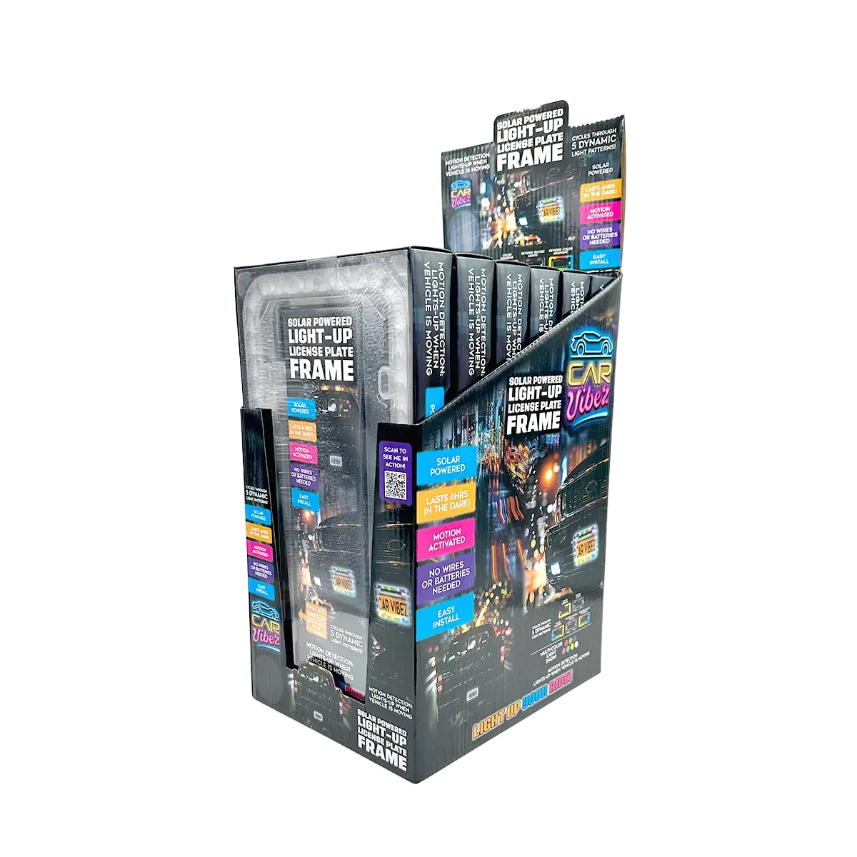 Solar Powered Light-Up License Plate Frame - 6 Pieces Per Retail Ready Display 25378 1