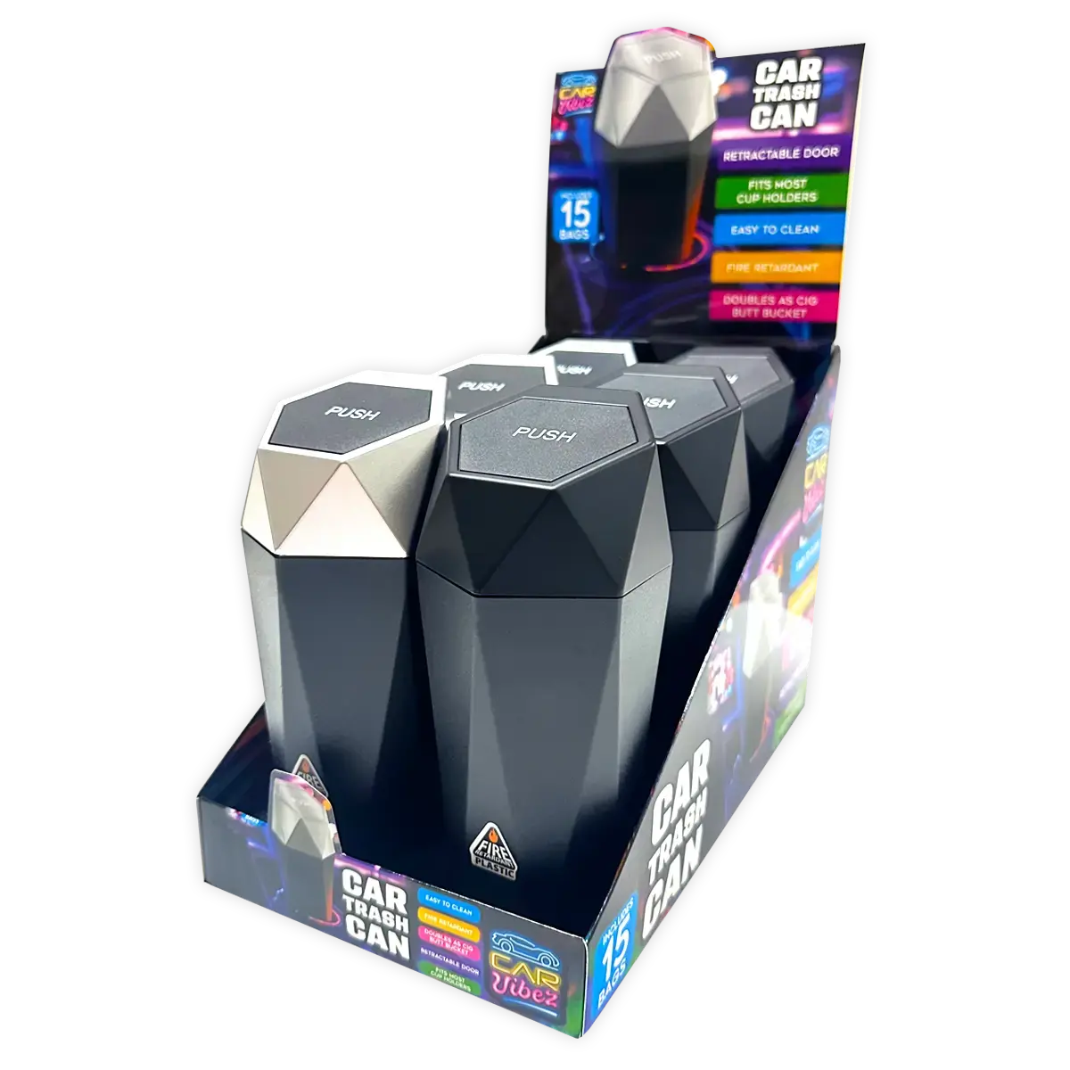 Mini Car Trash Can Accessory - 6 Pieces Per Retail Ready Display 25488 1