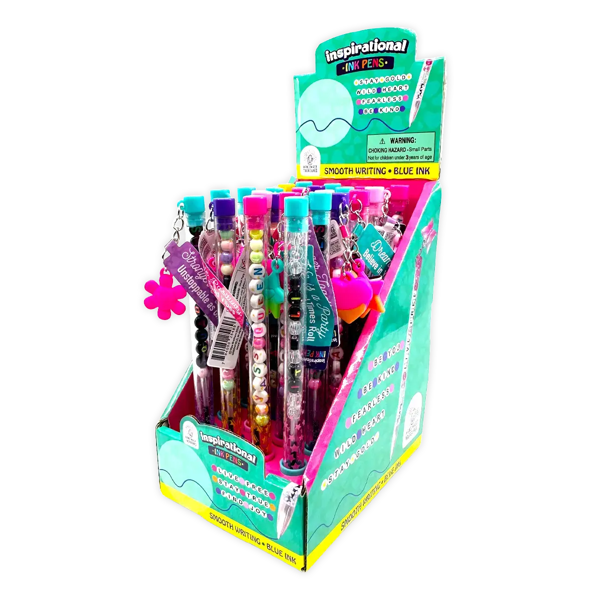 Beaded Inspirational Ink Pen With Charm - 24 Pieces Per Retail Ready Display 25489 1