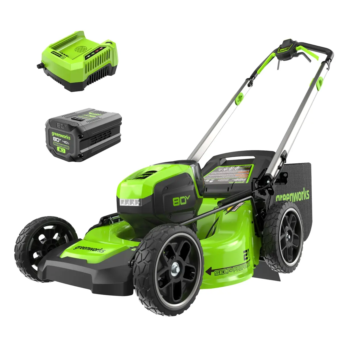80V 21" Self-Propelled Cordless Lawn Mower , 4.0Ah Battery And Rapid Charger Included 1
