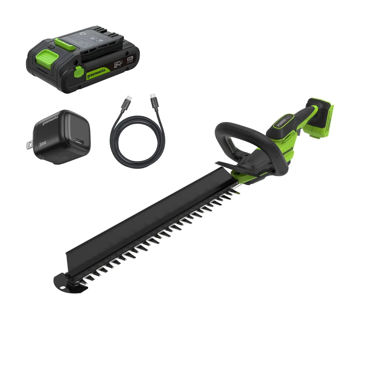 24V 20" Brushless Hedge Trimmer, 2.0Ah Battery And 30W Charger Included 1