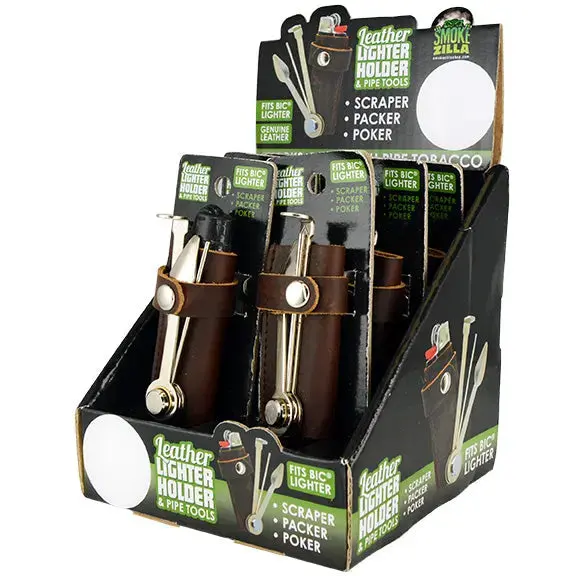 Leather Lighter Case With Tools - 6 Pieces Per Retail Ready Display 25592 1