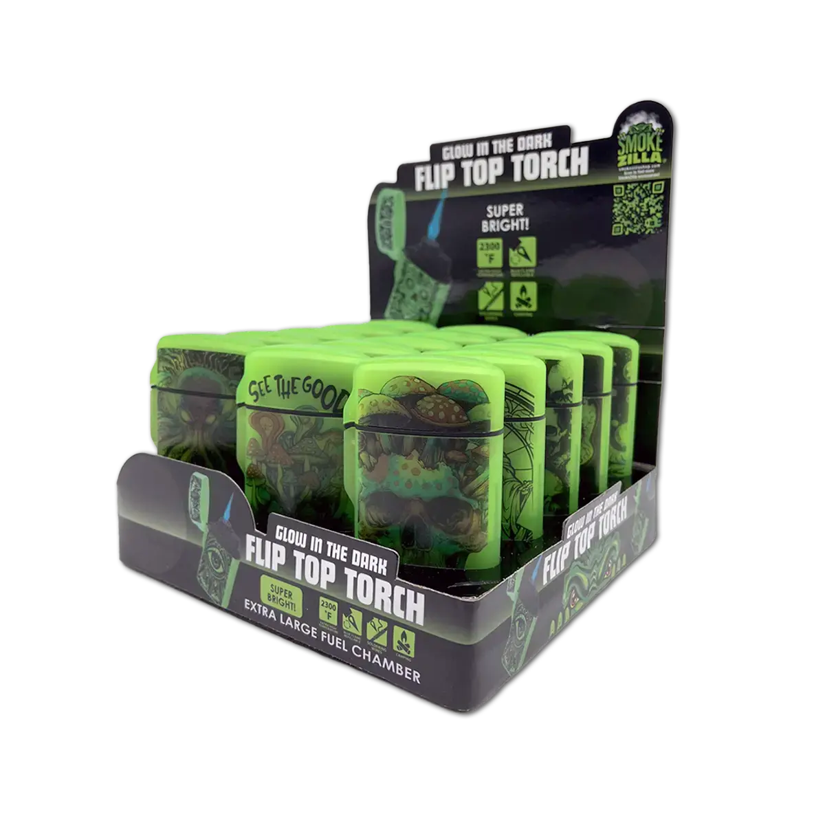 Glow In The Dark Flip Top Lighter - 15 Pieces Per Retail Ready Display 25743 1