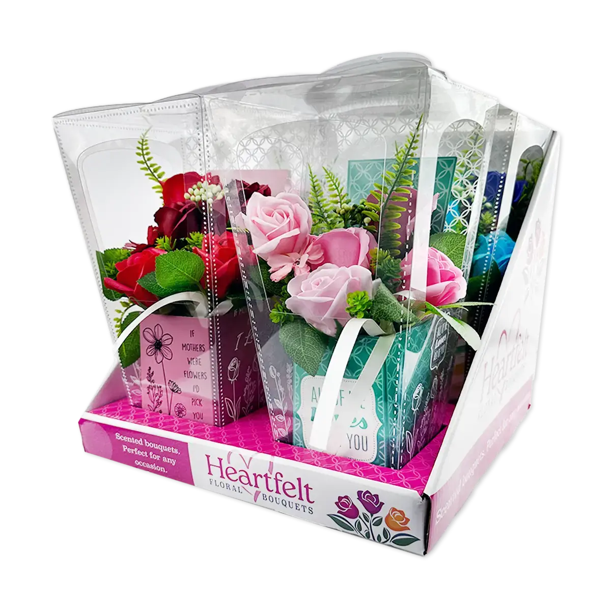 Scented Flower Bouquet Floral Box Assortment - 4 Pieces Per Retail Ready Display 25800 1