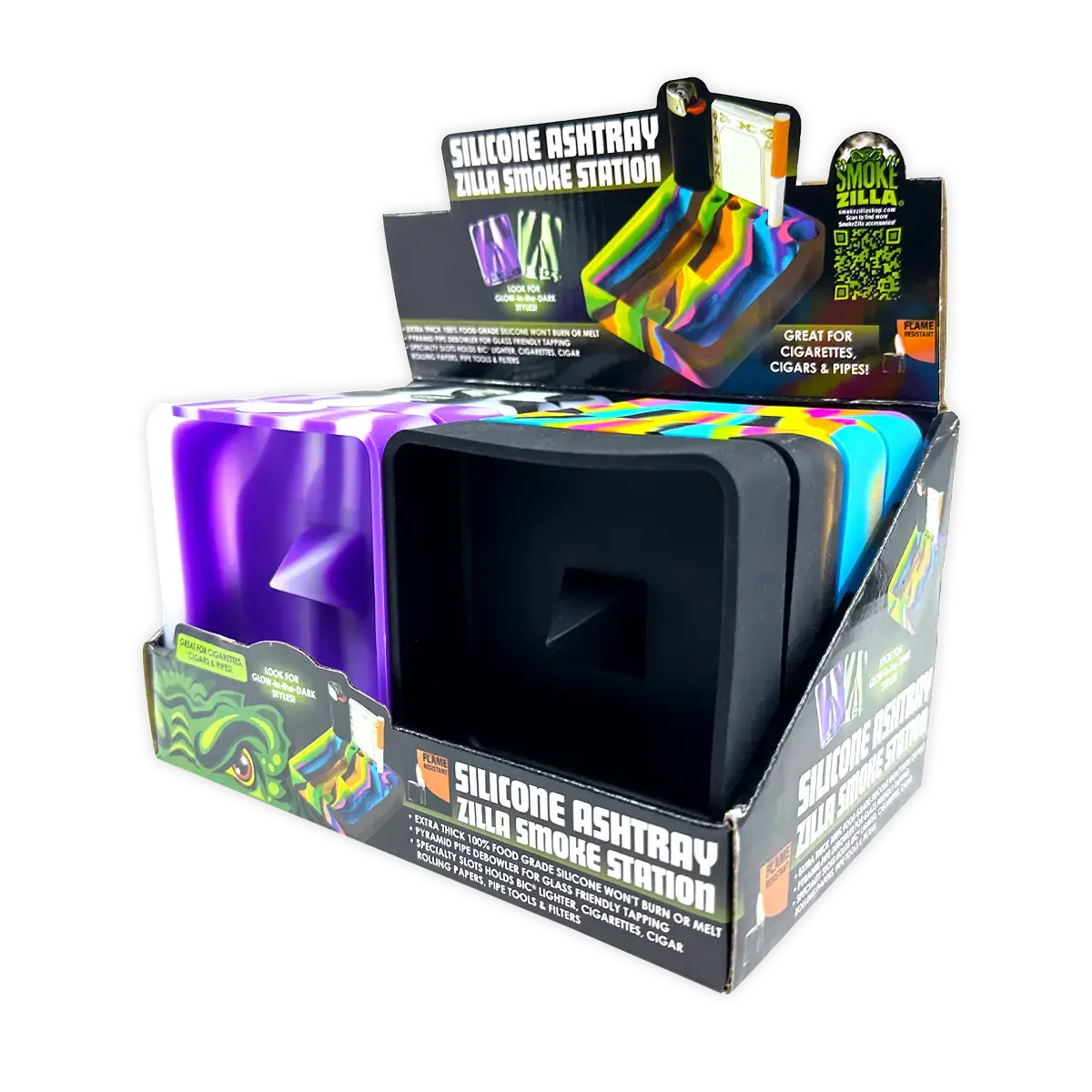 Silicone Ashtray With Assorted Colors - 8 Per Retail Ready Display 25918 1