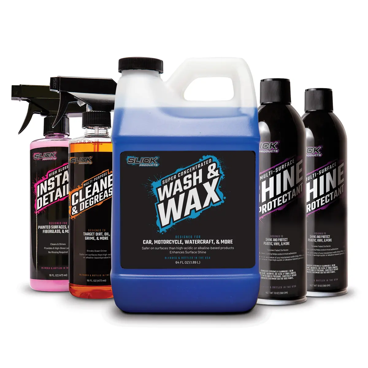 Slick Products Sp1276 Street Refill Bundle | W/ Wash & Wax Concentrate, Cleaner & Degreaser, Shine & Protectant, And Instant Detailer 1