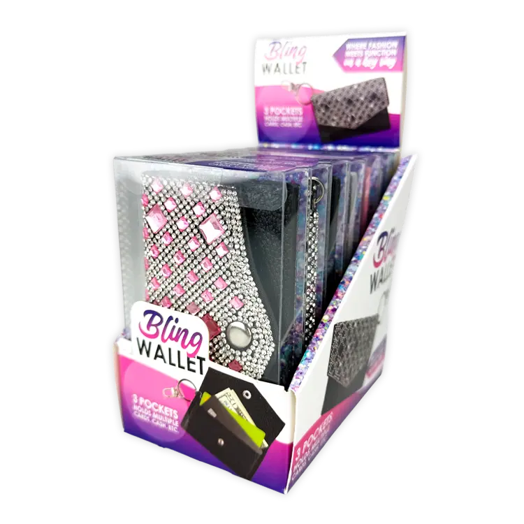 Bling Rhinestone Wallet Keychain - 12 Pieces Per Retail Ready Display 26045 1