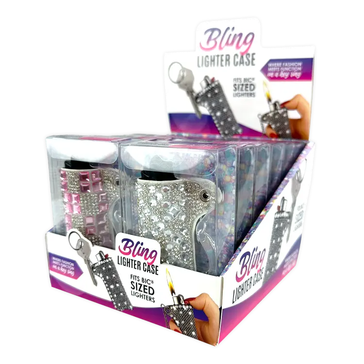 Bling Rhinestone Lighter Case - 12 Pieces Per Retail Ready Display 26101 1
