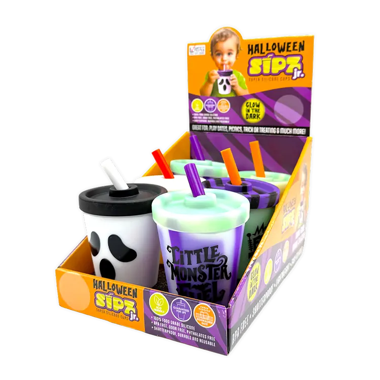 Silicone 8Oz Halloween Kids Toddler Super Cups - 6 Pieces Per Retail Ready Display 26152 1