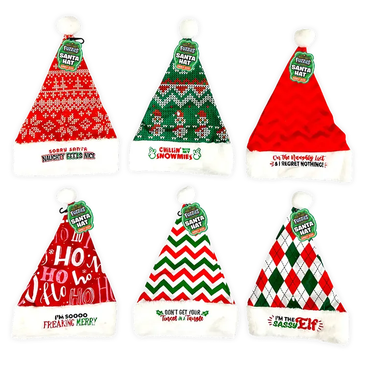 Christmas Santa Winter Hat With Merchandising Hang Strip - 6 Pieces Per Pack 26168 1