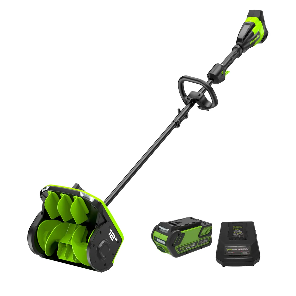 40V 12" Snow Shovel With Directional Vanes, 4.0Ah Battery And Charger Included 1