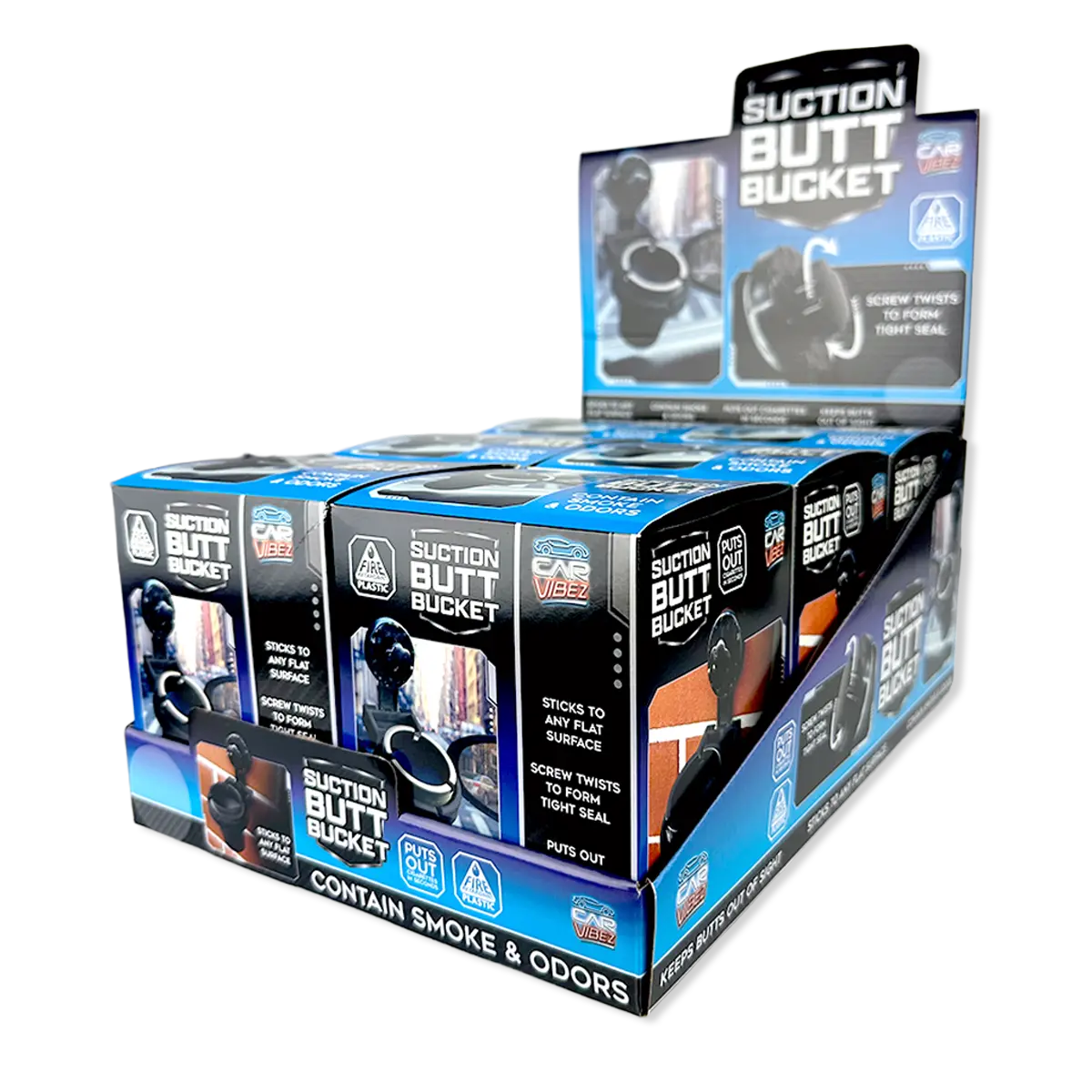 Suction Butt Bucket Ashtray - 6 Pieces Per Retail Ready Display 26259 1