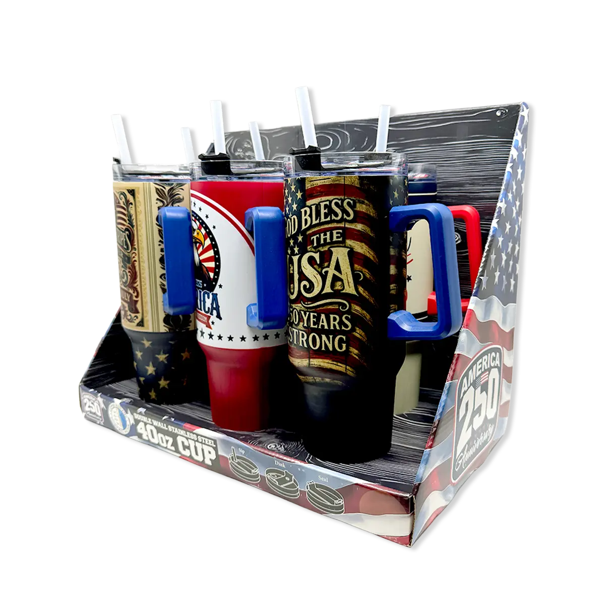 Patriotic Usa 250 40Oz Printed Cup - 6 Pieces Per Retail Ready Display 26541 1