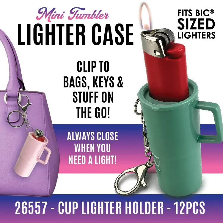 Mini Tumbler Lighter Case Keychain - 12 Pieces Per Retail Ready Display 26557 1