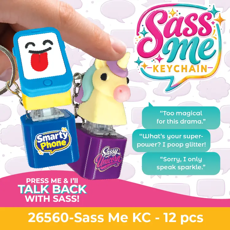 Sass Me Keyboard Fidget Keychain - 12 Pieces Per Retail Ready Display 26560 1