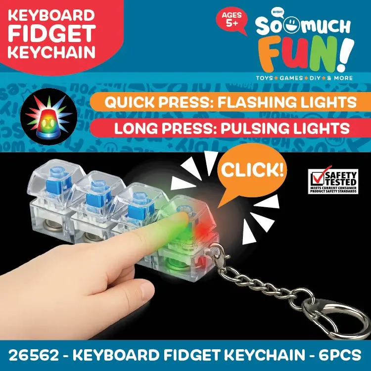 Keyboard Fidget Keychain - 6 Pieces Per Retail Ready Display 26562 1