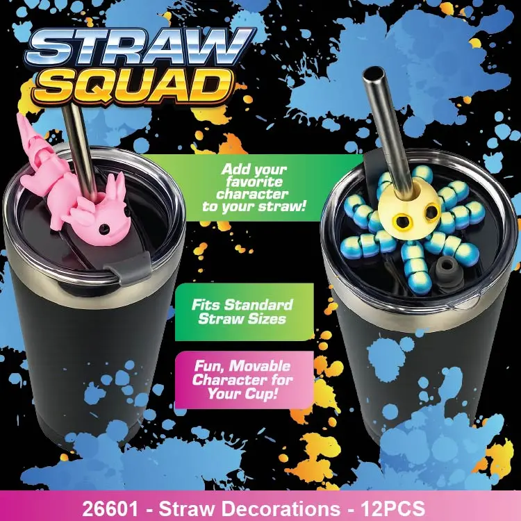 3D Printed Straw Decorations - 12 Pieces Per Retail Ready Display 26601 2