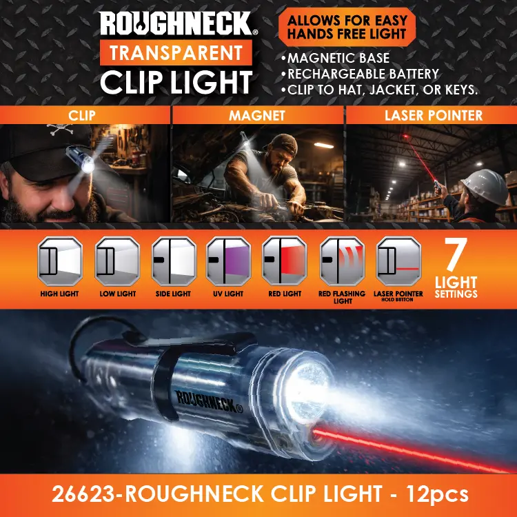 Transparent Clip Light - 12 Pieces Per Retail Ready Display 26623 1