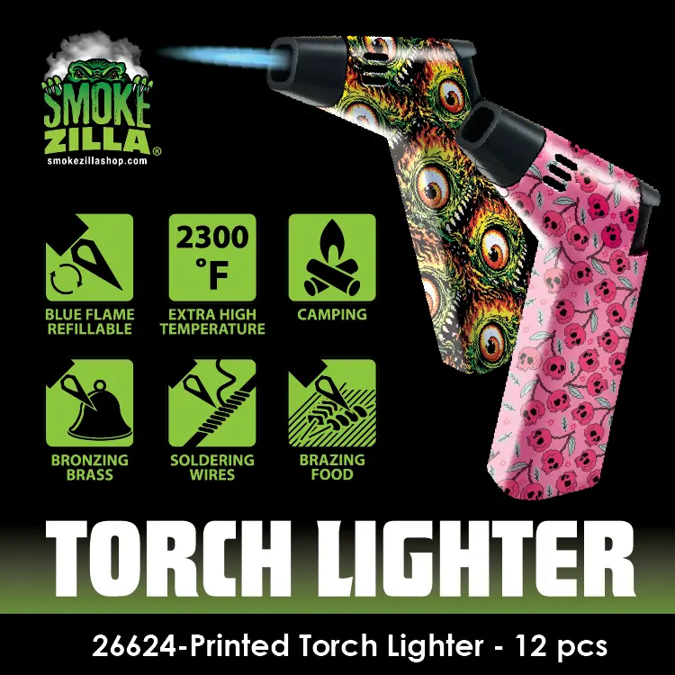 Zinc Printed Torch Lighter - 12 Pieces Per Retail Ready Display 26624 1