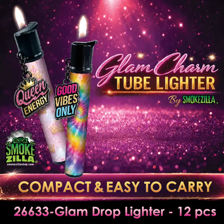 Glam Charm Tube Lighter - 12 Pieces Per Retail Ready Display 26633 1