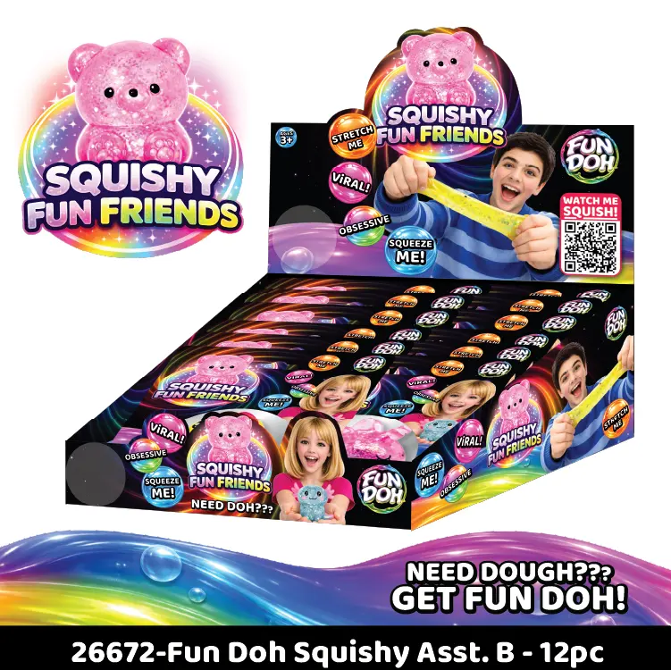 Fun Doh Squish And Squeeze Gummy Toy - 12 Pieces Per Retail Ready Display 26672 1