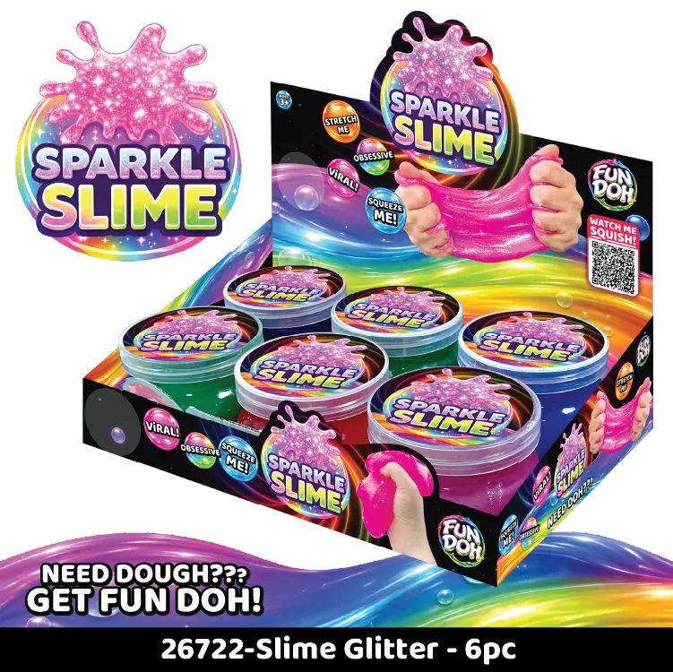 Fun Doh Glitter Slime - 6 Pieces Per Retail Ready Display 26722 1