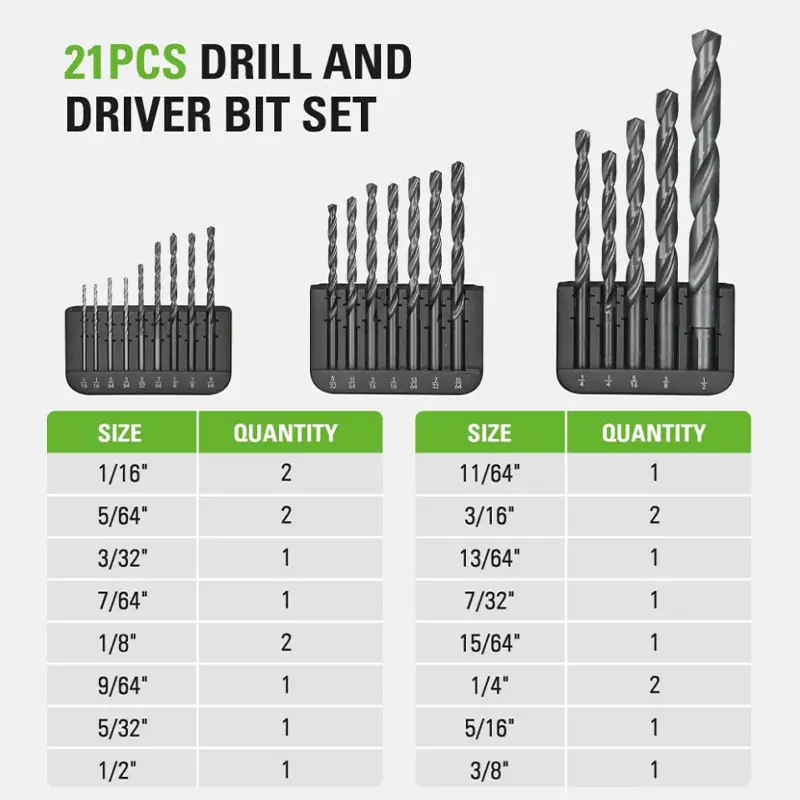 21 Pcs Black Oxide Drilling Bit Set 2