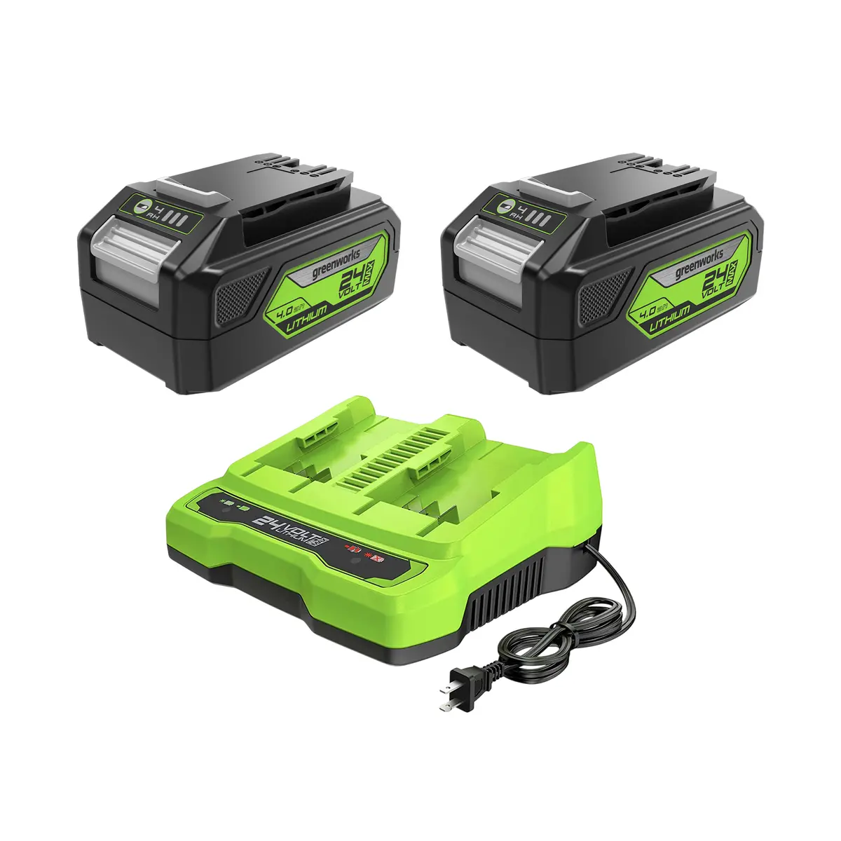 24V (2) 4.0Ah Battery And Dual Port Charger Combo Kit 1