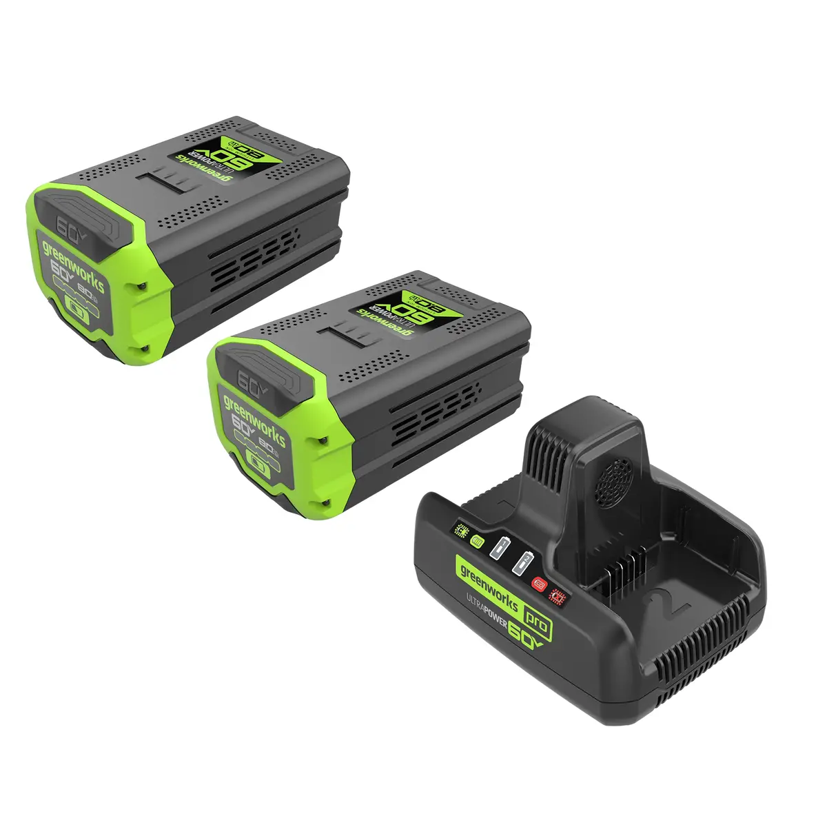 60V (2) 8.0Ah Batteries & 10A Dual Port Charger Combo Kit 1