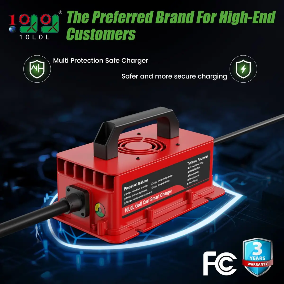 Universal Golf Cart Battery Charger - Smart 36V/48V Charger For Yamaha, Ezgo & Club Car (Ip67 Waterproof) 3