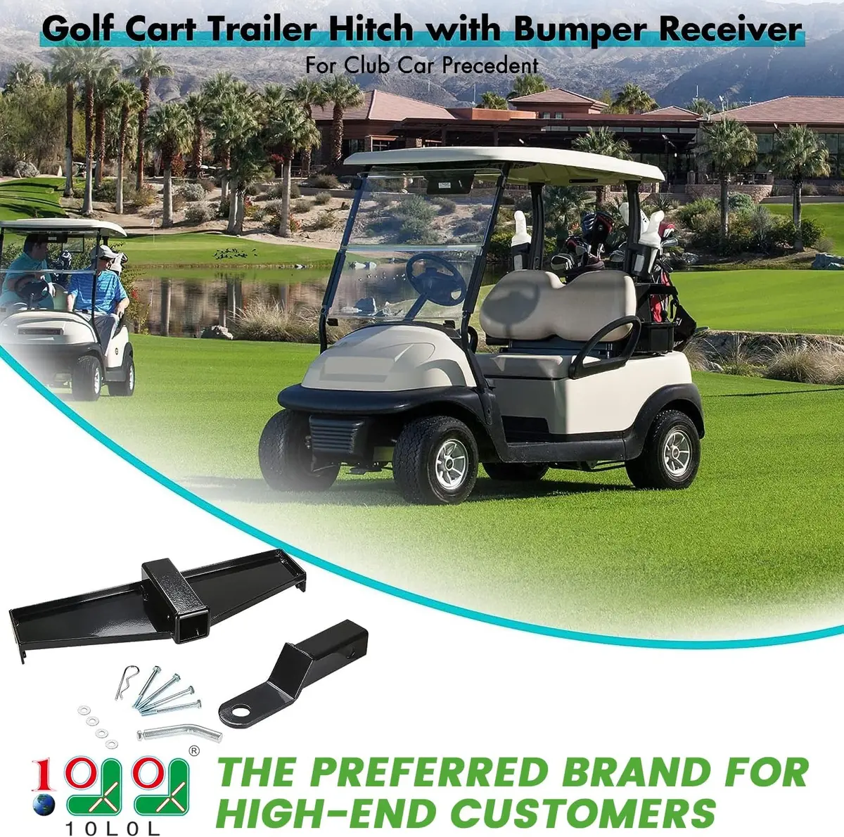 10L0l Golf Cart Trailer Hitch & Bumper Receiver For Club Car Precedent 2004+ 2