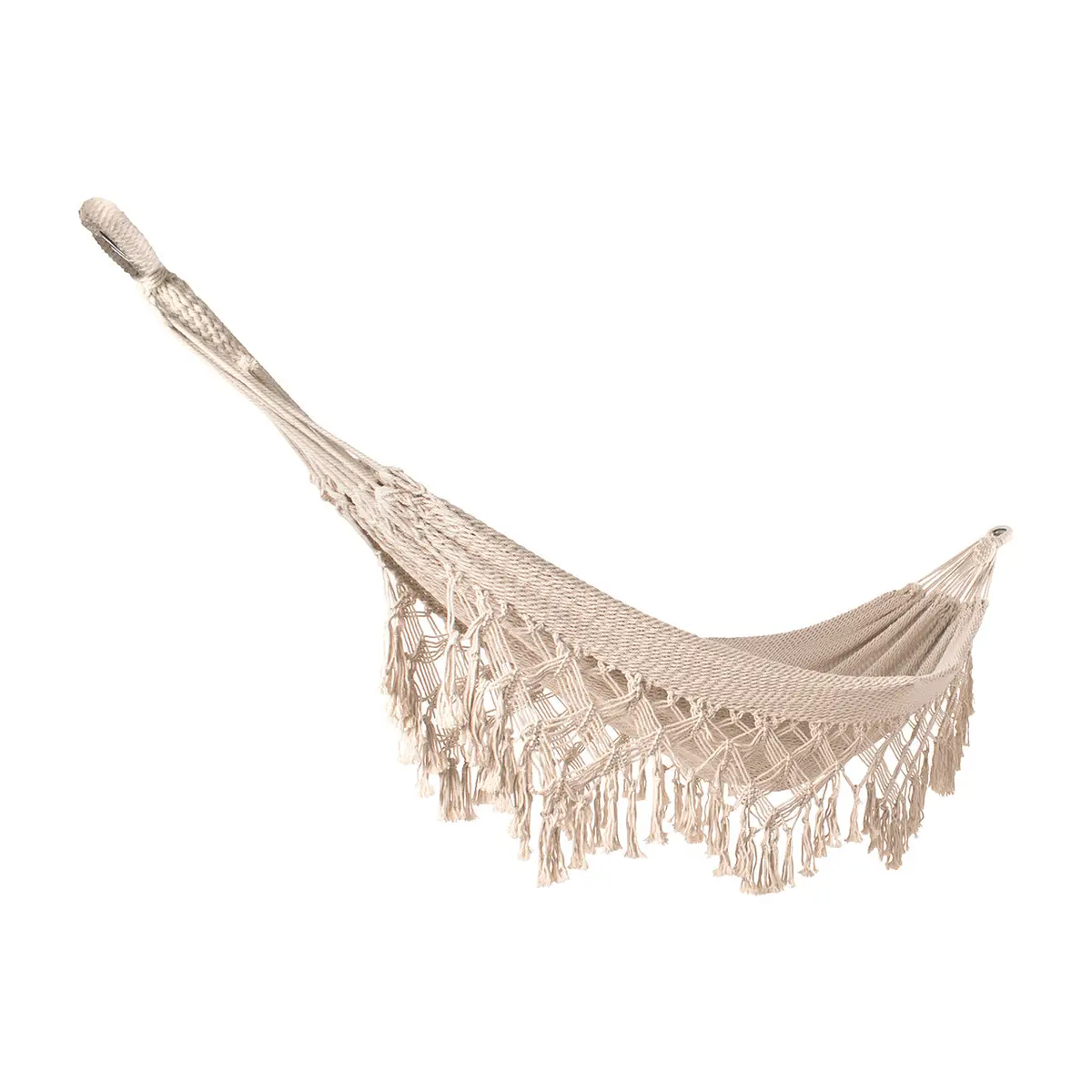 Bliss Hammocks Bh-403Rpf 40" Wide Brazilian Style Rope Hammock W/ Decorative Fringes & Braided Rope Ends | Indoor, Outdoor, Poolside, Patio, Backyard | Zinc-Coated Hardware | 400 Lbs Capacity 1