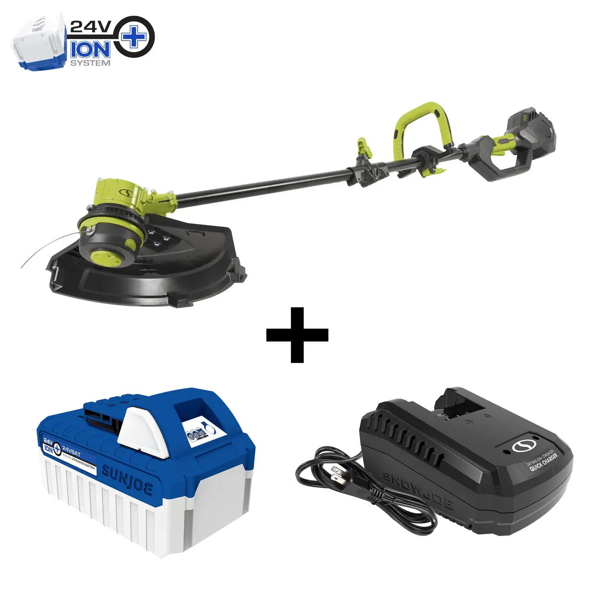 Sun Joe 24V-St14b 24-Volt* Ionmax Cordless Dual-Line String Trimmer Kit | 14-Inch | 2-Speed | Brushless Motor | W/ 4.0-Ah Battery + Quick Charger 1