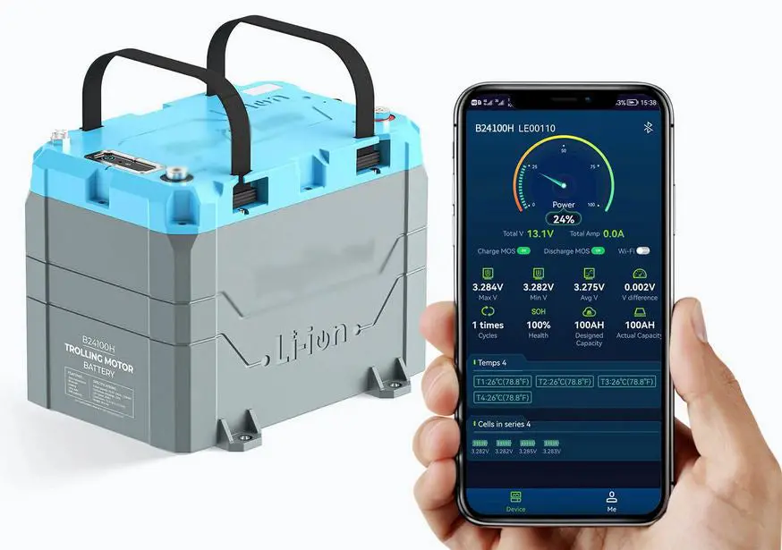 (Recertified) 24V 100Ah (2.56Kwh) Lifepo4 Lithium Battery - Bluetooth, Heating, Waterproof 1