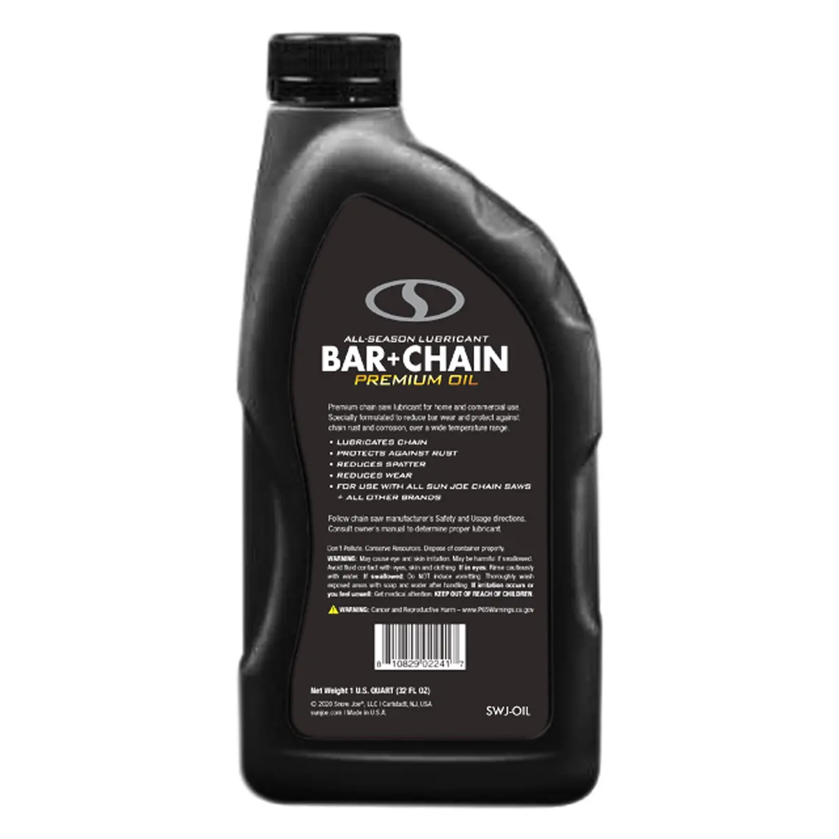 Sun Joe Swj-Oil Premium Bar, Chain And Sprocket Oil | All Season Chainsaw Chain Lubrication | Universal Chain Saw Chain Oil For Fast Efficient Cutting | 1-Quart 2