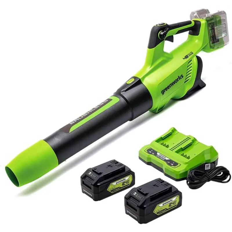 48V (24V X 2) Brushless Leaf Blower 140 Mph - 585 Cfm, (2) 4.0Ah Usb Batteries And Dual Port Charger Included, Bl48l4410 1
