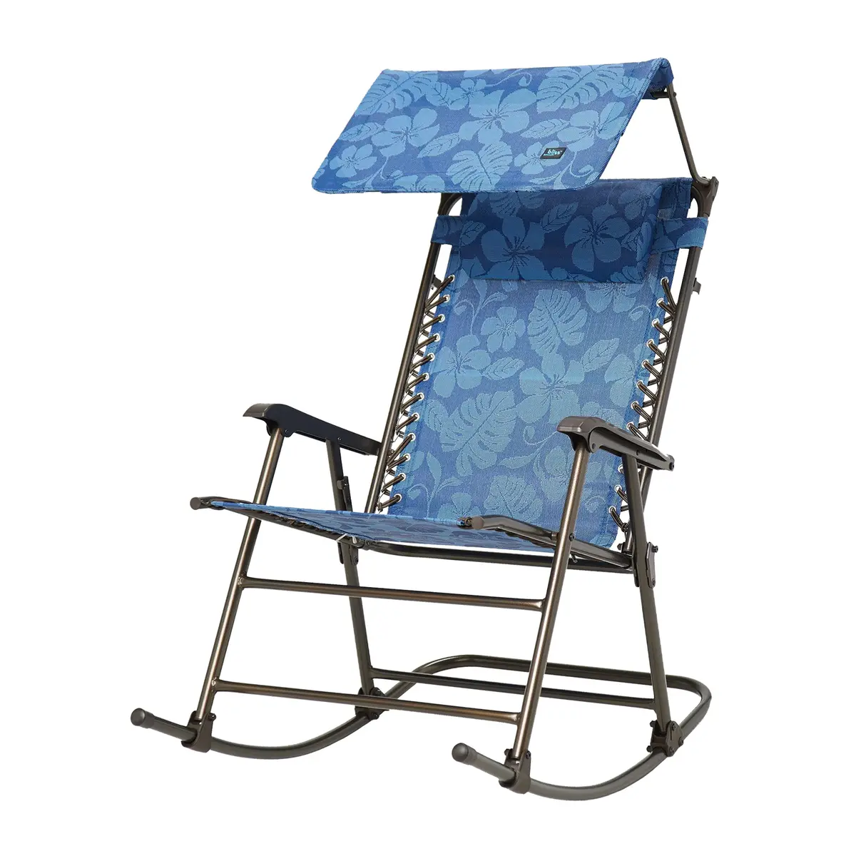 Bliss Hammocks Gfr-091Bfr Deluxe Rocking Chair W/ Canopy & Pillow | 27-In. Wide | Weather & Rust Resistant | 300 Lb. Capacity (Blue Flower) 1