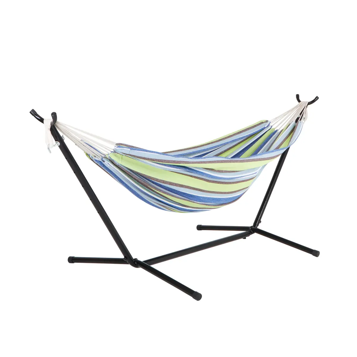 Bliss Hammocks Bhst-401-Gs Hammock & Built-In Stand W/ Carrying Case & Hanging Hardware | 60-In. Wide | 400 Lb. Capacity (Garden Stripe) 1