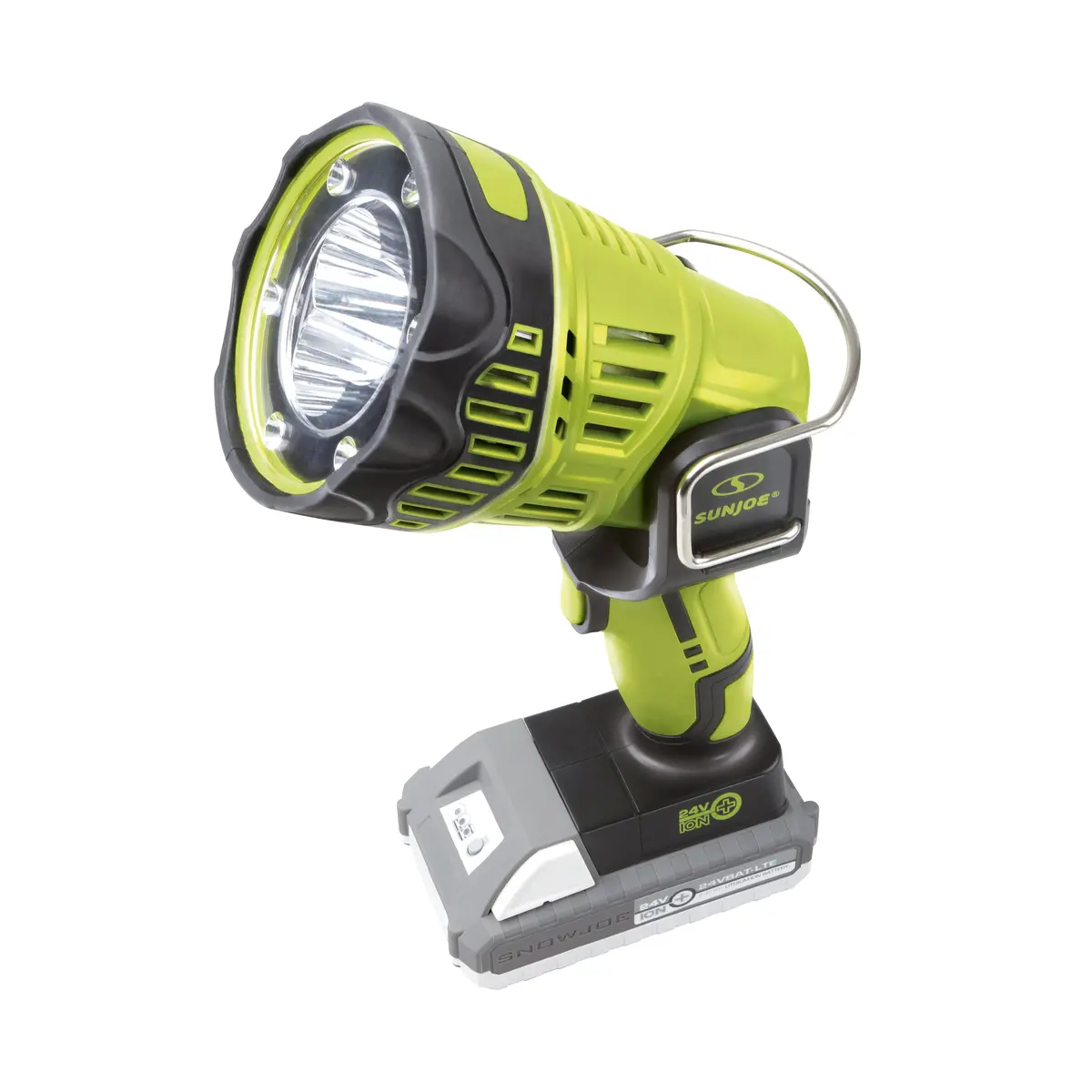 Sun Joe 24V-1500Fl-Lte-P1 24-Volt* Ionmax Handheld Flashlight/Spotlight/Flood Kit | W/ 2.0-Ah Battery + Charger | 700 Yard Reach Illumination | 5 Light Modes | 1500 Lumens Max | 90-Degree Pivot Head | Belt Hook 2